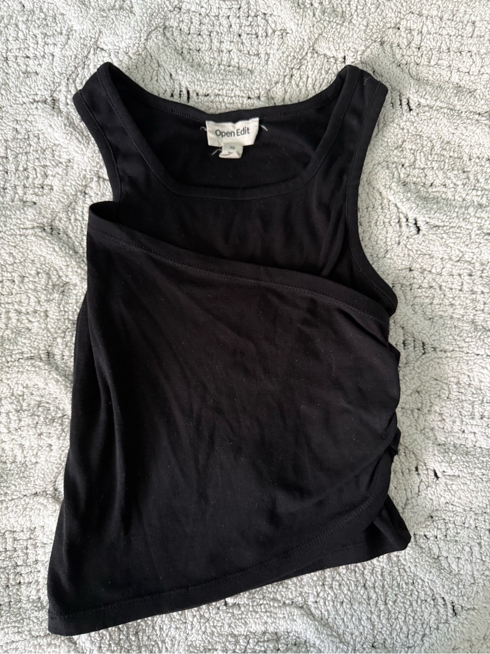 Open Edit Women's Black Scoop Neck Tank